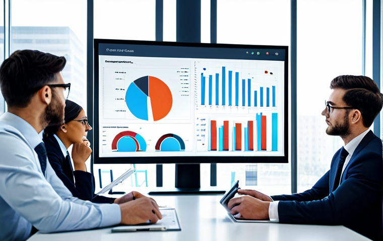 **

A modern office setting showcasing data analysis dashboards. A diverse team of professionals, fully clothed in appropriate business attire, are collaborating around a large screen displaying charts and graphs. The scene emphasizes data-driven decision making and business intelligence. "Safe for work," "appropriate content," "fully clothed," "professional," perfect anatomy, natural proportions, high quality.

**