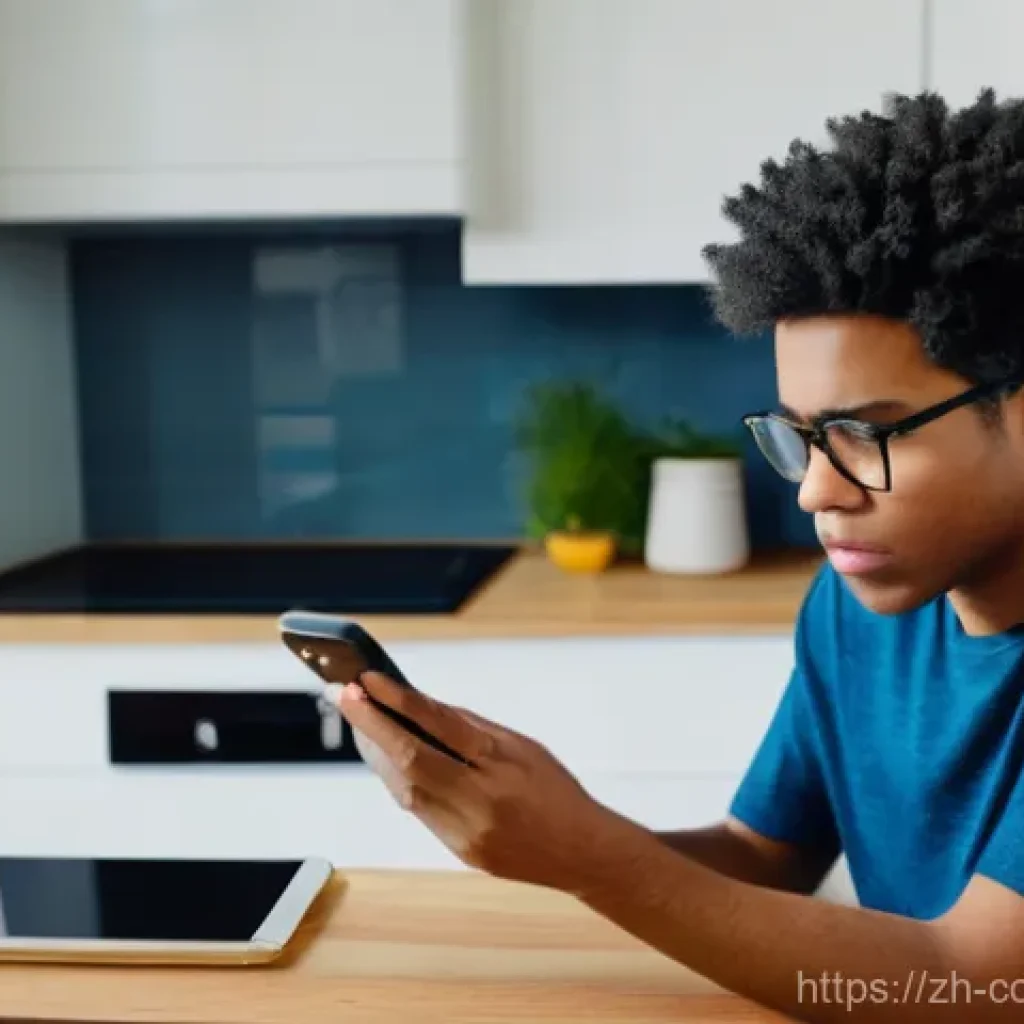 소비자 피해 예방을 위한 실무 가이드 - **Prompt:** A young adult, looking frustrated and slightly angry, sits at a modern kitchen counter, ...