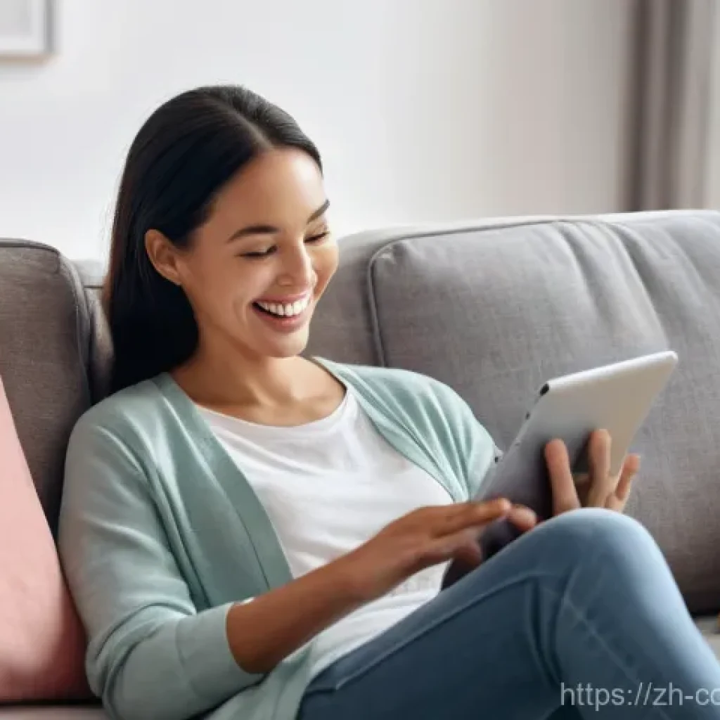 소비자 행동 데이터와 관련된 비즈니스 성공 사례 - **Prompt:** A young, cheerful woman in her early thirties, dressed in comfortable, modest casual wea...