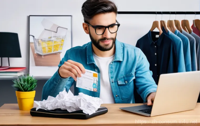 소비자분쟁 사례를 통한 법적 대응 - **Prompt:** A young adult, well-dressed in casual attire, sits at a modern desk, looking disheartene...