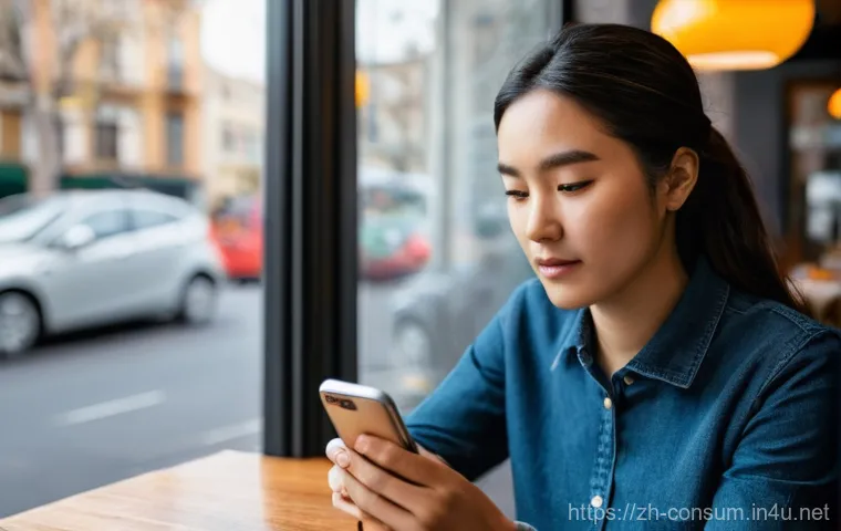소비자분쟁 사례를 통한 법적 대응 - **Prompt:** A concerned young woman, dressed in everyday clothes, stands in front of a storefront wi...