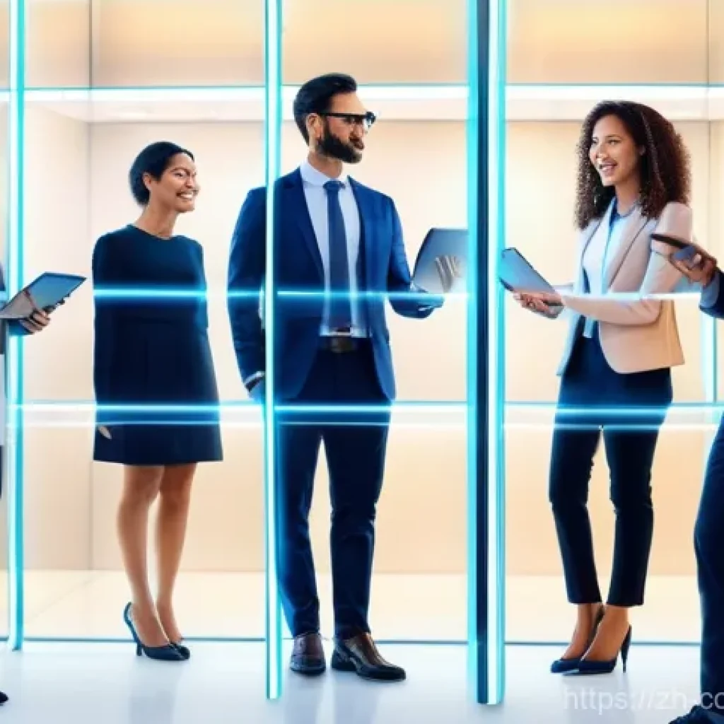 소비자 보호 관련 정책과 기업의 역할 - **Prompt:** A diverse group of confident, smartly dressed individuals, including men and women of va...