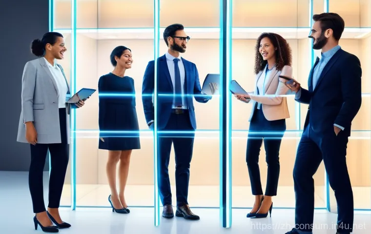 소비자 보호 관련 정책과 기업의 역할 - **Prompt:** A diverse group of confident, smartly dressed individuals, including men and women of va...