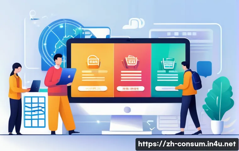 소비자 보호 관련 연구와 실무 사례 - A modern digital marketplace scene illustrating consumer rights protection in an e-commerce environm...