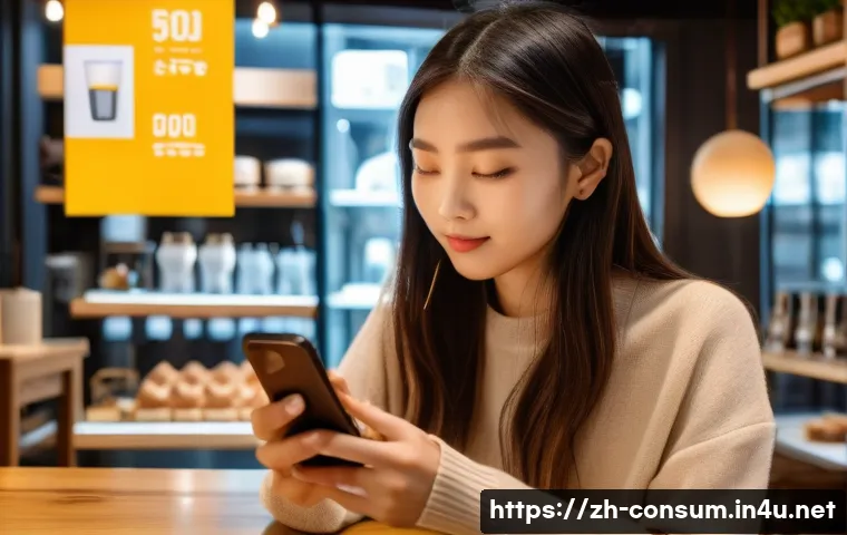 소비자 행동 연구와 응용 사례 - A modern e-commerce shopping scene featuring a young Chinese woman browsing on her smartphone in a s...