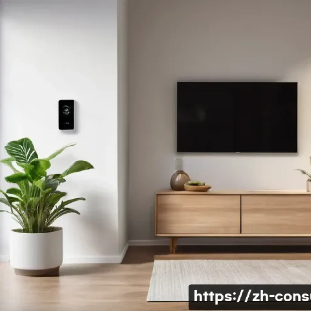 소비자전문기술사 실무 경험 공유 - A modern smart home environment showing a user interacting with a sleek, intuitive smart device inte...