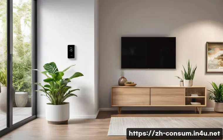 소비자전문기술사 실무 경험 공유 - A modern smart home environment showing a user interacting with a sleek, intuitive smart device inte...