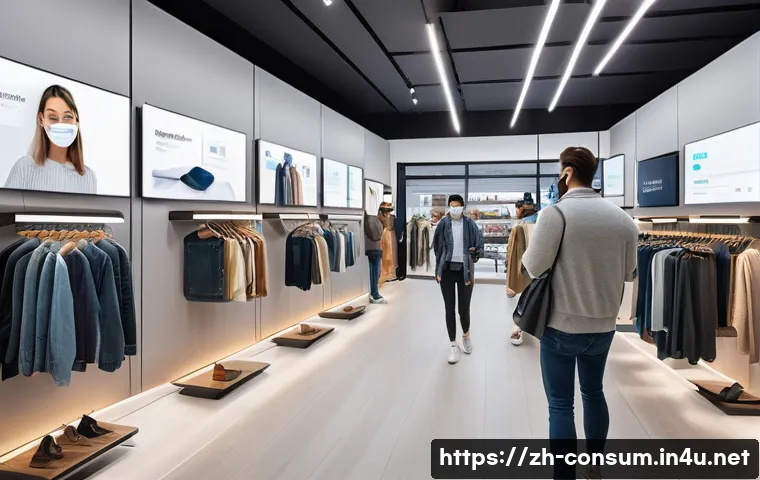 소비자 행동 데이터를 활용한 맞춤형 서비스 - A modern smart retail store interior featuring advanced sensor technology and AI-powered smart displ...