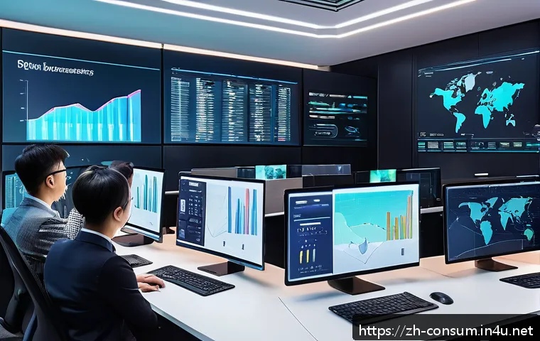 소비자 행동 데이터를 활용한 맞춤형 서비스 개발 - A modern digital marketing control room with diverse professionals analyzing multi-screen data dashb...