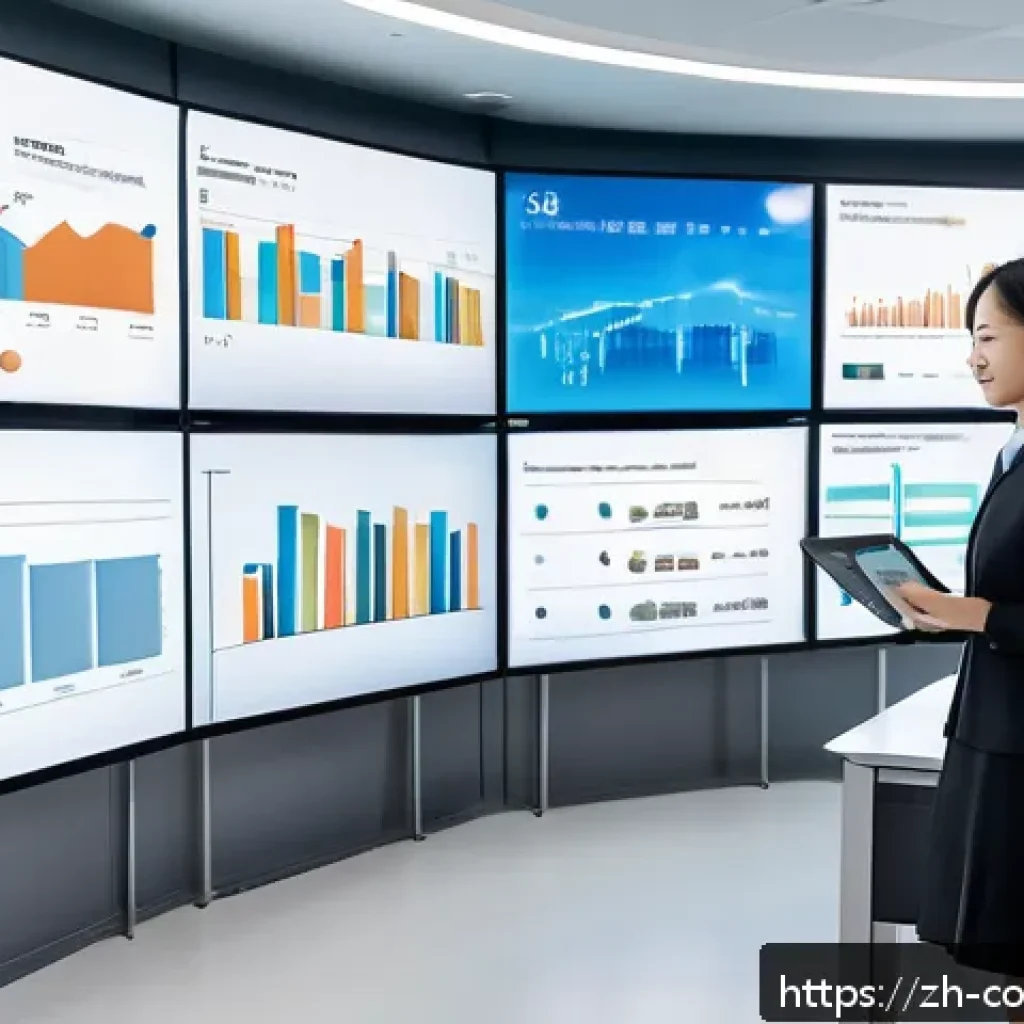 소비자 행동 데이터를 활용한 비즈니스 혁신 - A modern data analytics control room with large transparent digital screens displaying multi-dimensi...