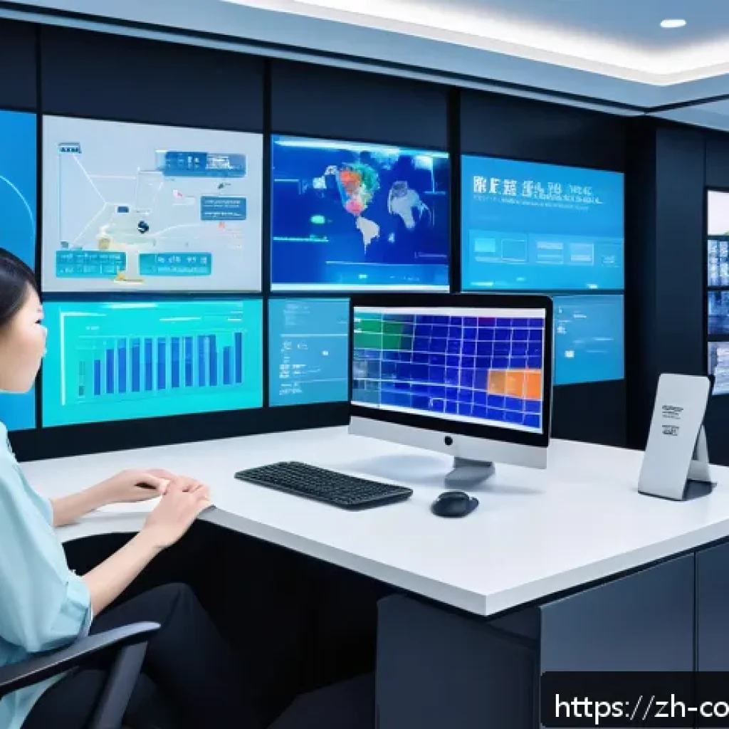 소비자 행동 데이터를 활용한 디지털 혁신 사례 연구 - A futuristic digital marketing command center with large transparent screens displaying multidimensi...