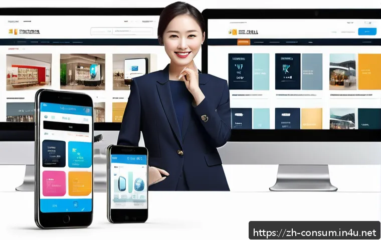 소비자 행동 데이터를 활용한 혁신 모델 - A futuristic e-commerce scene showcasing a diverse group of customers interacting with a highly pers...