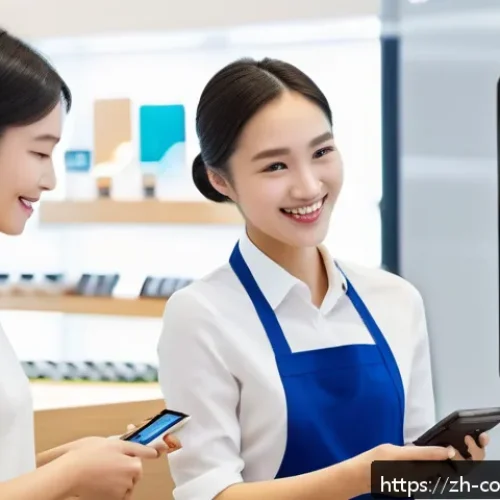 소비자중심 경영으로의 전환 사례 - A modern retail environment showcasing seamless customer experience innovation: a diverse group of p...