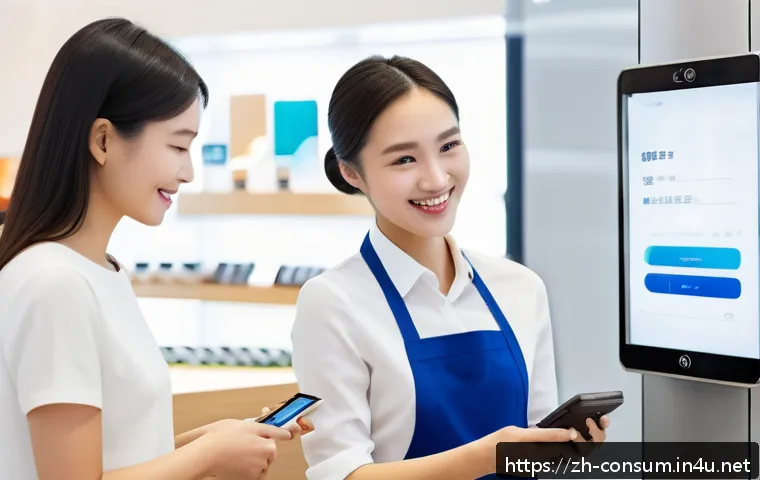 소비자중심 경영으로의 전환 사례 - A modern retail environment showcasing seamless customer experience innovation: a diverse group of p...