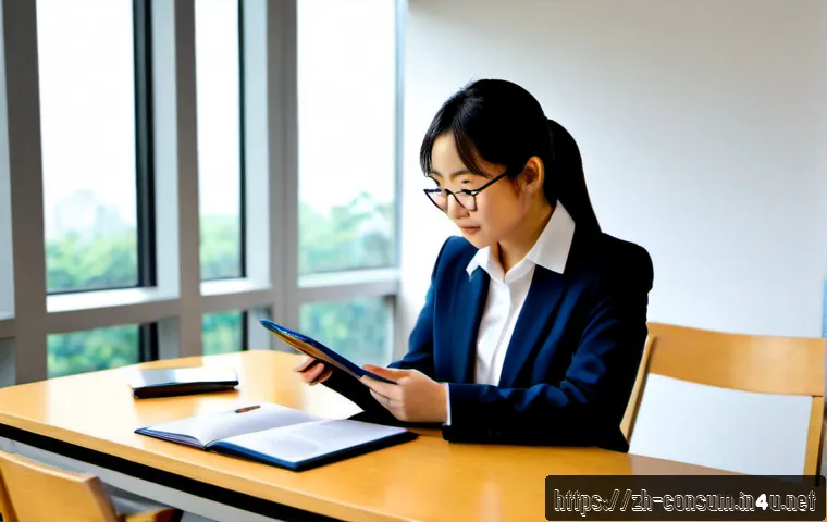 소비자전문기술사 관련 주요 논문 리뷰 - Photorealistic university research desk scene for a consumer technology specialist thesis review, an...